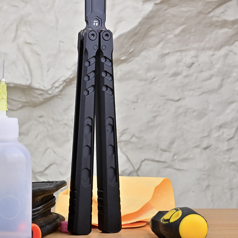 TITUS HEX Bailisong Butterfly Trainer Knife 7075 Aluminum Channel Handle Bushing System Jilt Free-swinging Knives