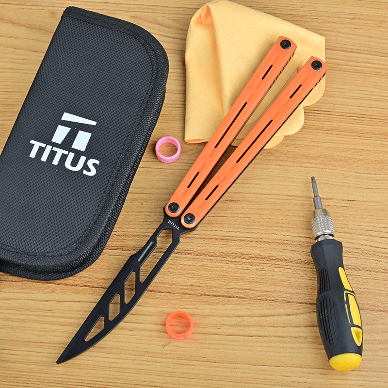 TITUS Egrets Bailisong Butterfly Trainer Knife 7075 Aluminum Channel Handle Bushing System Jilt Free-swinging Knives