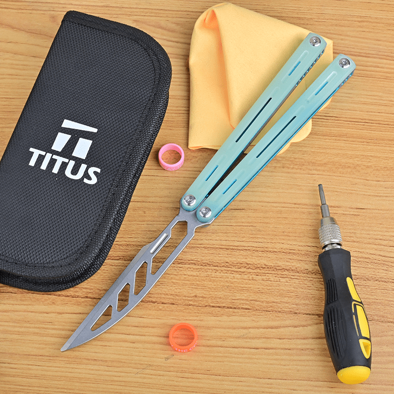 TITUS Egrets Bailisong Butterfly Trainer Knife 7075 Aluminum Channel Handle Bushing System Jilt Free-swinging Knives