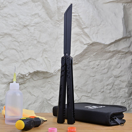 TITUS HEX Bailisong Butterfly Trainer Knife 7075 Aluminum Channel Handle Bushing System Jilt Free-swinging Knives