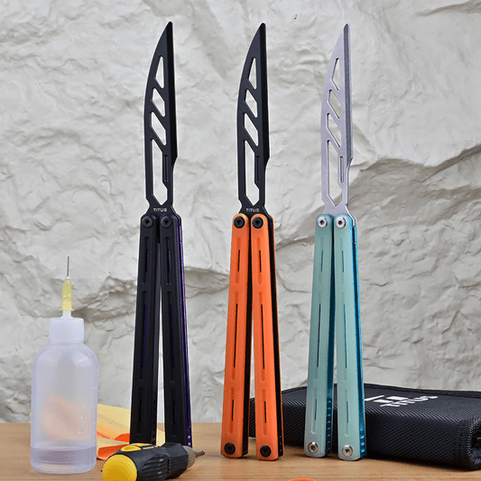 TITUS Egrets Bailisong Butterfly Trainer Knife 7075 Aluminum Channel Handle Bushing System Jilt Free-swinging Knives