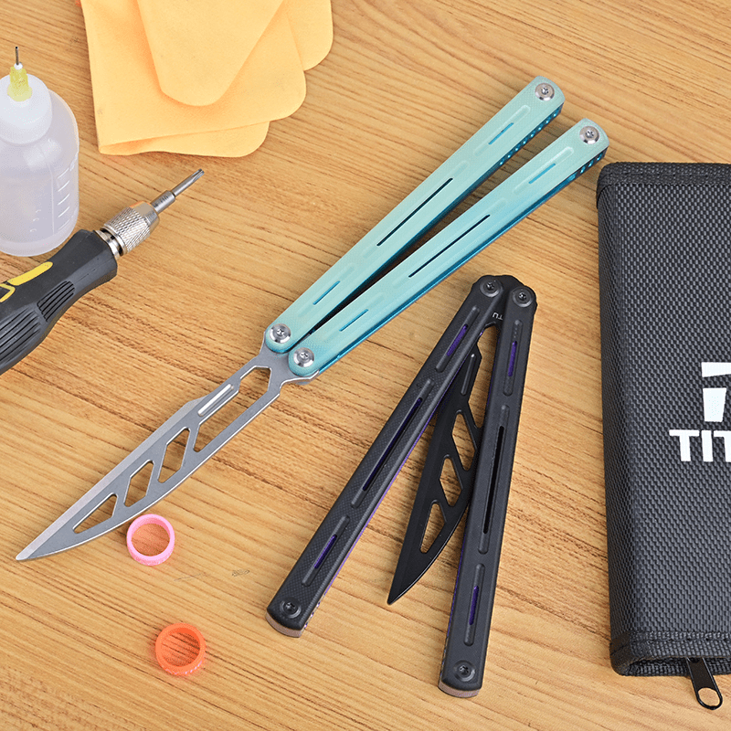 TITUS Egrets Bailisong Butterfly Trainer Knife 7075 Aluminum Channel Handle Bushing System Jilt Free-swinging Knives