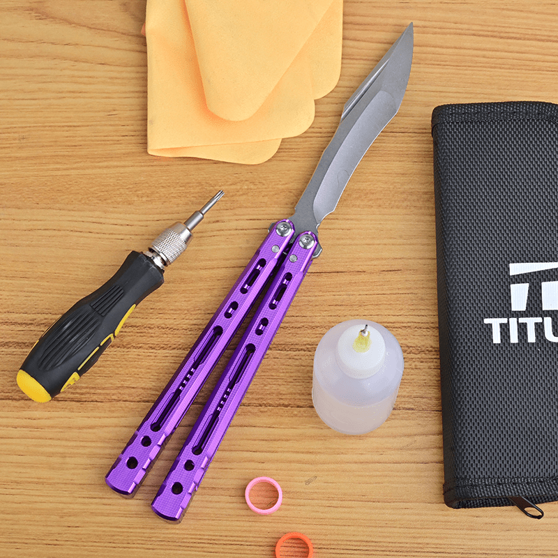 TITUS Sirius Bailisong Butterfly Knife Anodic Oxidation/Ceramic Surface 7075 Aluminum Channel Handle VG10 Blade Bushing System Jilt Free-swinging Knives