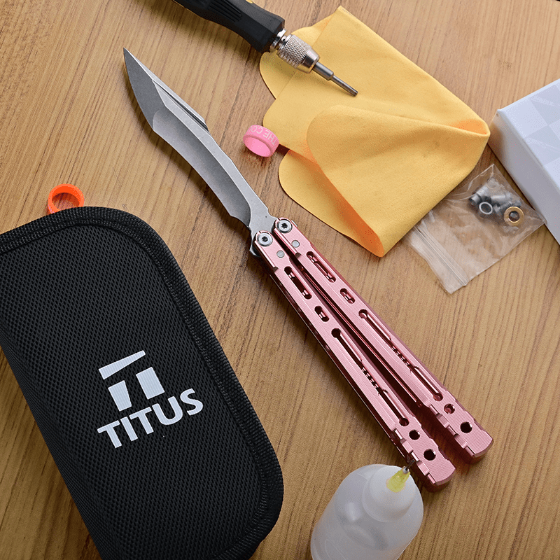 TITUS Sirius Bailisong Butterfly Knife Anodic Oxidation/Ceramic Surface 7075 Aluminum Channel Handle VG10 Blade Bushing System Jilt Free-swinging Knives