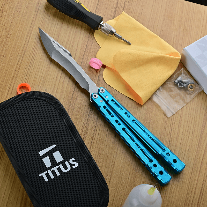 TITUS Sirius Bailisong Butterfly Knife Anodic Oxidation/Ceramic Surface 7075 Aluminum Channel Handle VG10 Blade Bushing System Jilt Free-swinging Knives