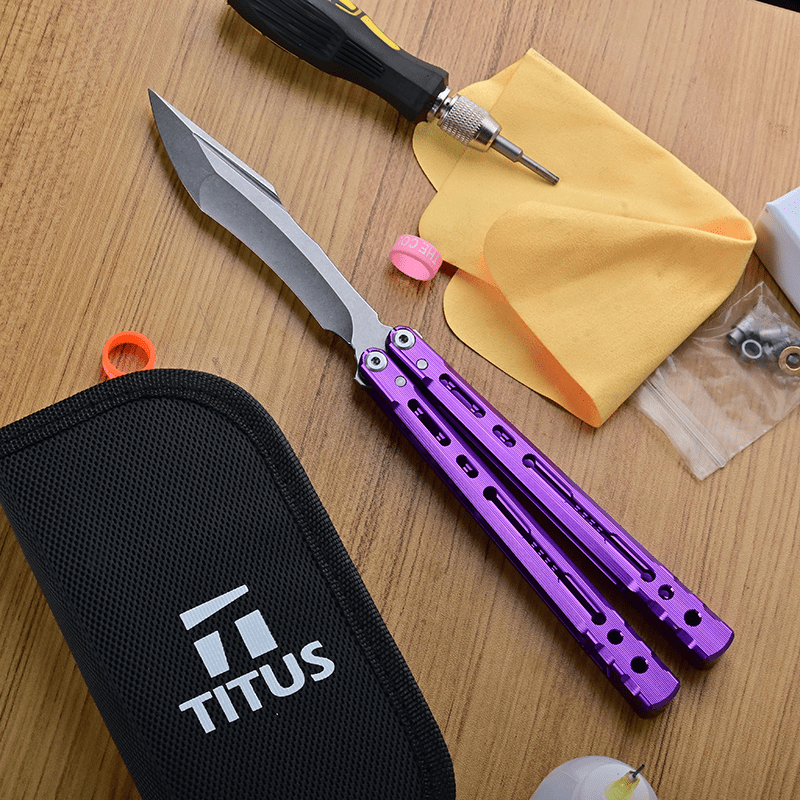 TITUS Sirius Bailisong Butterfly Knife Anodic Oxidation/Ceramic Surface 7075 Aluminum Channel Handle VG10 Blade Bushing System Jilt Free-swinging Knives
