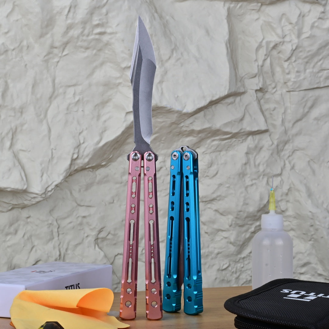 TITUS Sirius K VG10 blade Bailisong Butterfly Knife  7075 Aluminum Channel Handle  Bushing System Jilt Free-swinging Knives