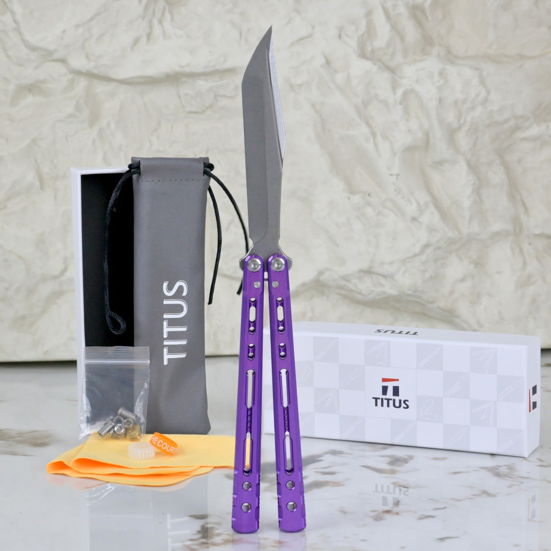 TITUS Sirius T VG10 blade Bailisong Butterfly Knife  7075 Aluminum Channel Handle  Bushing System Jilt Free-swinging Knives