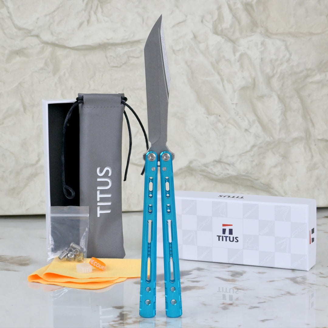 TITUS Sirius T VG10 blade Bailisong Butterfly Knife  7075 Aluminum Channel Handle  Bushing System Jilt Free-swinging Knives