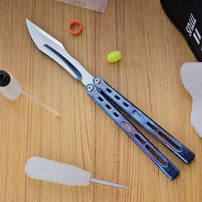 TITUS Echo Bailisong Butterfly Knife Titanium Handle VG10 Blade Bushing System Jilt Free-swinging Knives