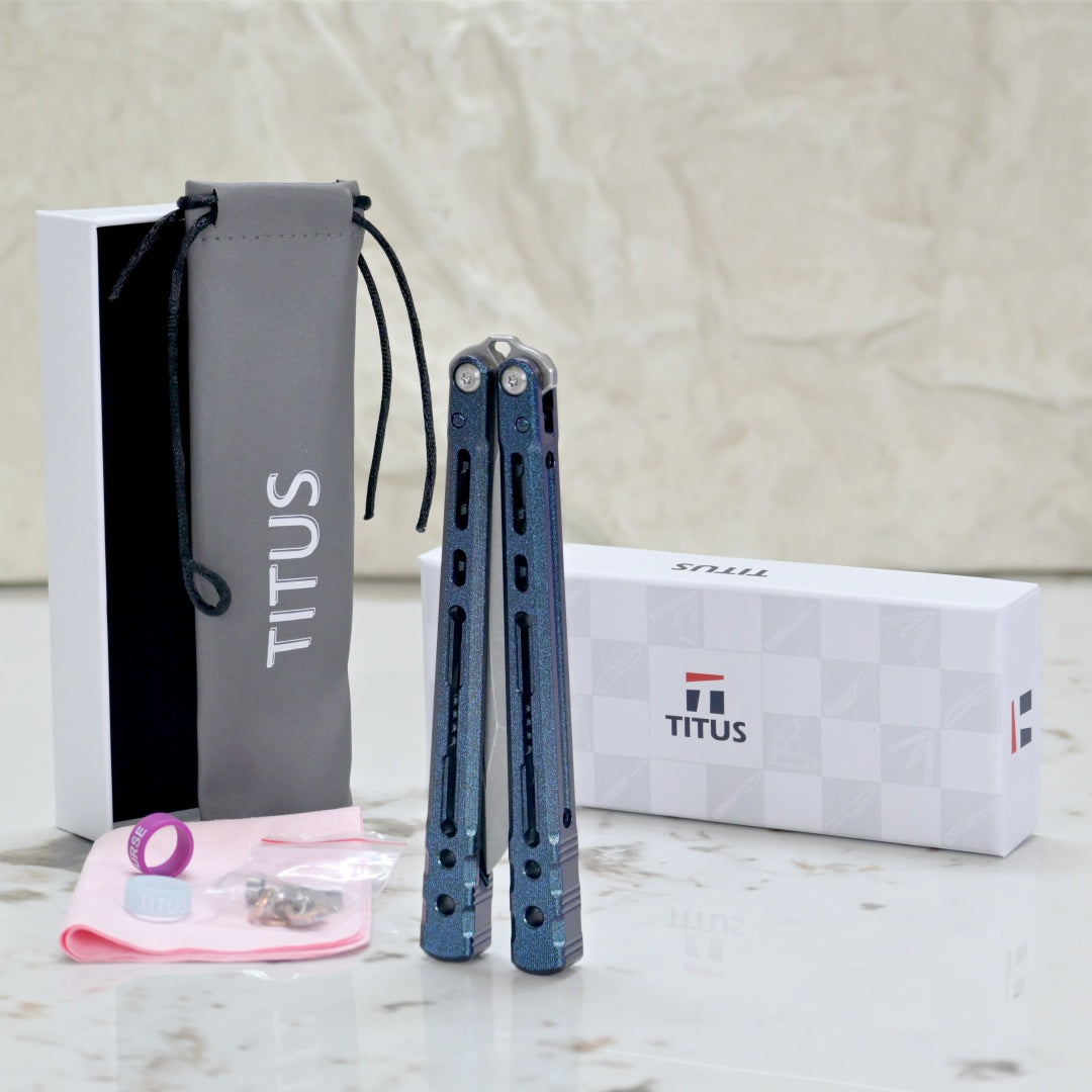 TITUS Sirius K  VG10 blade Bailisong Butterfly Knife  7075 Aluminum Channel Handle  Bushing System Jilt Free-swinging Knives