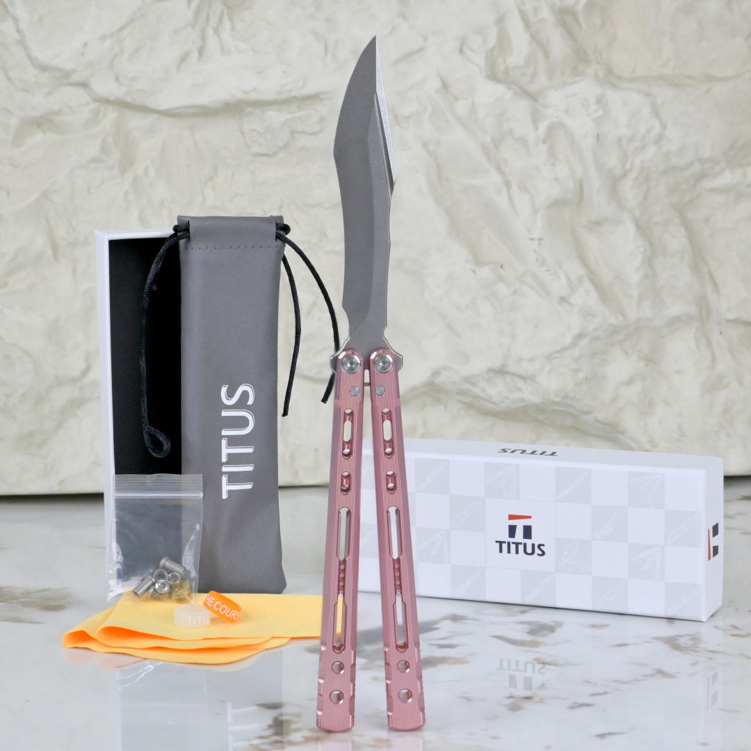TITUS Sirius K VG10 blade Bailisong Butterfly Knife  7075 Aluminum Channel Handle  Bushing System Jilt Free-swinging Knives