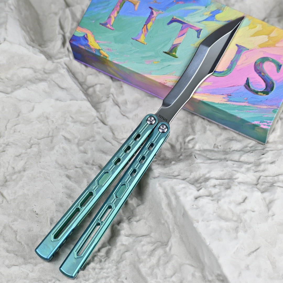 TITUS Echo Bailisong Butterfly Knife Titanium Handle VG10 Blade Bushing System Jilt Free-swinging Knives