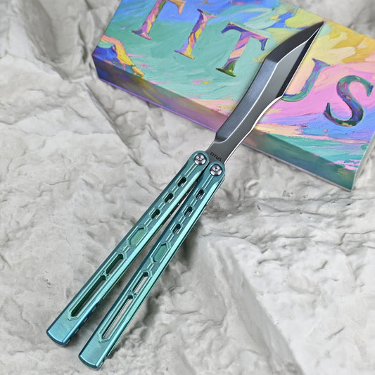 TITUS Echo Bailisong Butterfly Knife Titanium Handle VG10 Blade Bushing System Jilt Free-swinging Knives