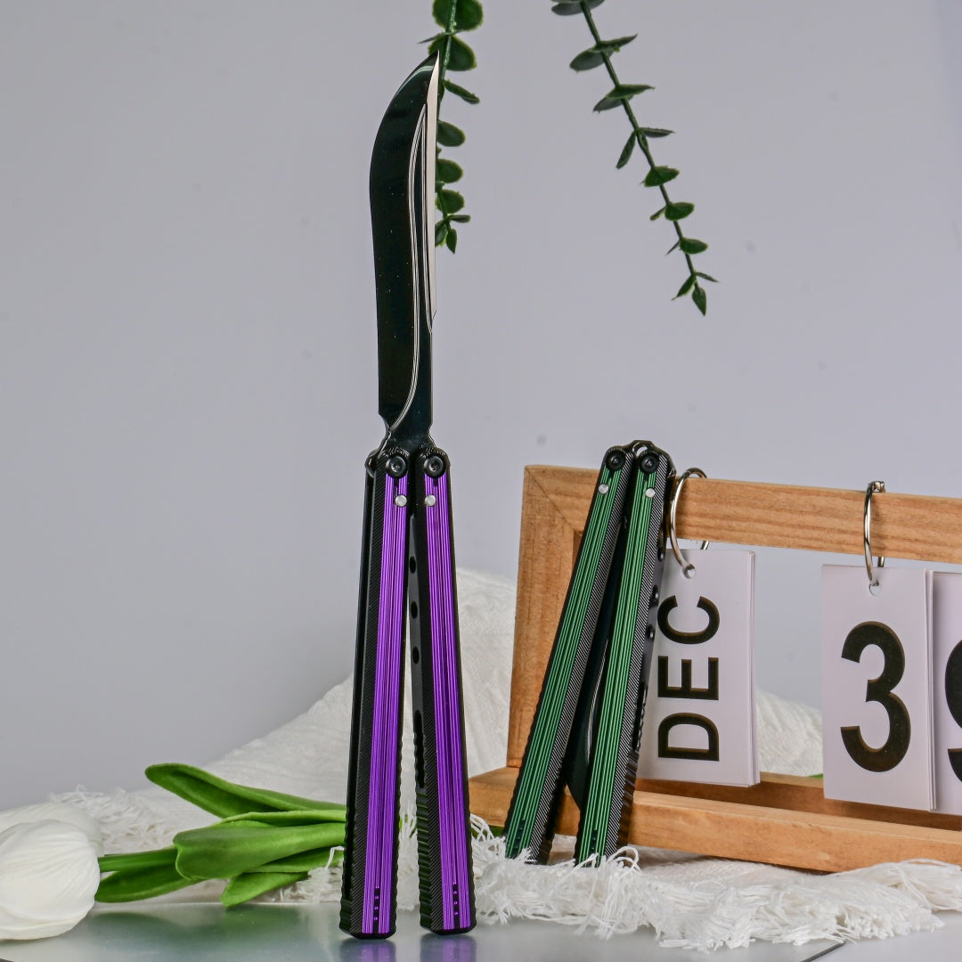 TITUS Corvus DLC Bailisong Butterfly Knife 7075 Aluminum Channel Handle VG10 Blade Bushing System Jilt Free-swinging Knives