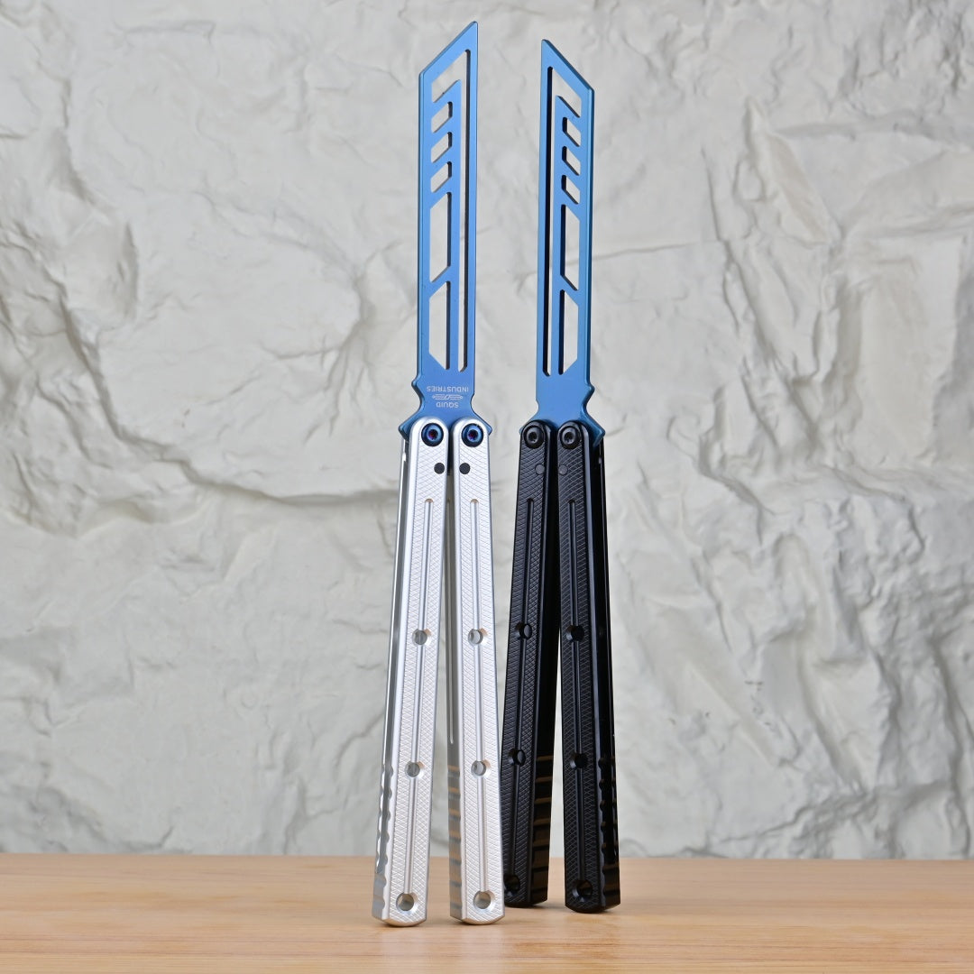 TITUS Kraken Titanium‑blue Coated Blade Bailisong Butterfly Trainer Knife Bushing System Jilt Free-swinging Knives