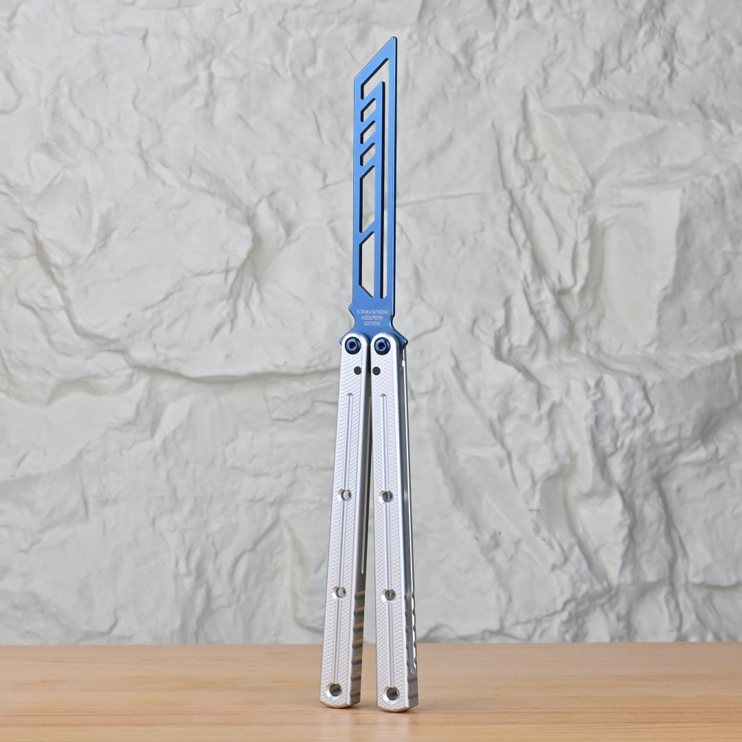 TITUS Kraken Titanium‑blue Coated Blade Bailisong Butterfly Trainer Knife Bushing System Jilt Free-swinging Knives