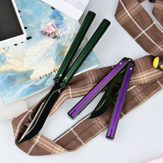 TITUS Corvus DLC Bailisong Butterfly Knife 7075 Aluminum Channel Handle VG10 Blade Bushing System Jilt Free-swinging Knives