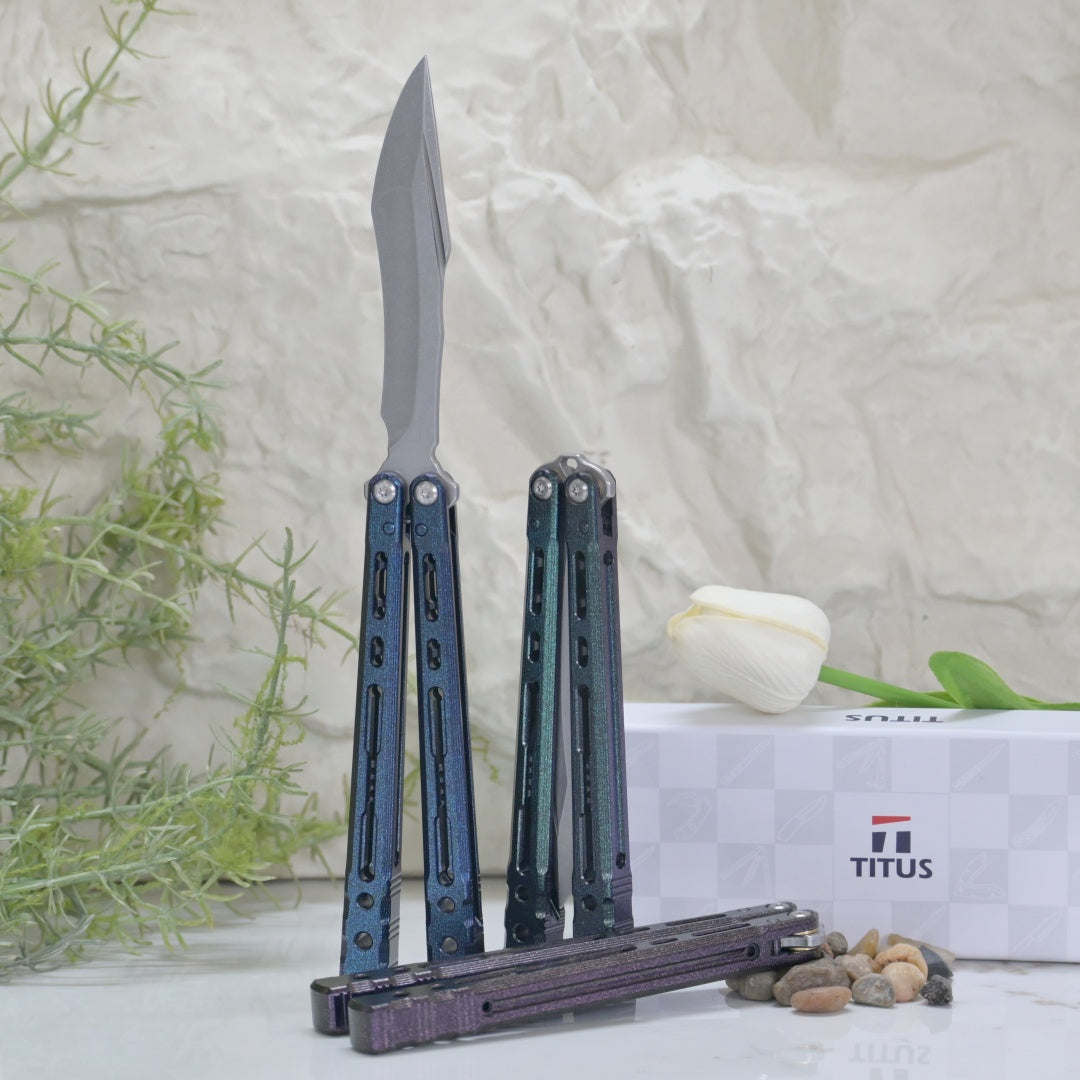 TITUS Sirius K  VG10 blade Bailisong Butterfly Knife  7075 Aluminum Channel Handle  Bushing System Jilt Free-swinging Knives