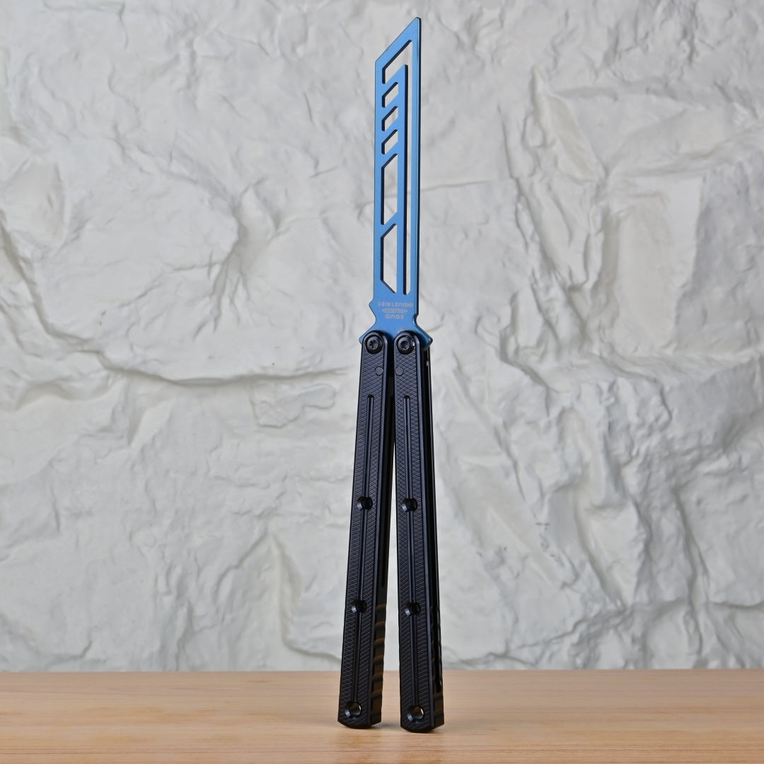 TITUS Kraken Titanium‑blue Coated Blade Bailisong Butterfly Trainer Knife Bushing System Jilt Free-swinging Knives