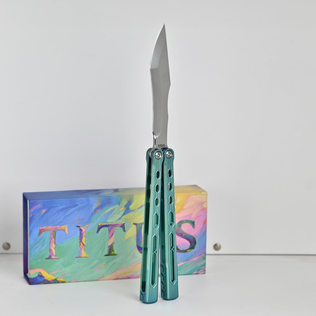 TITUS Echo Bailisong Butterfly Knife Titanium Handle VG10 Blade Bushing System Jilt Free-swinging Knives