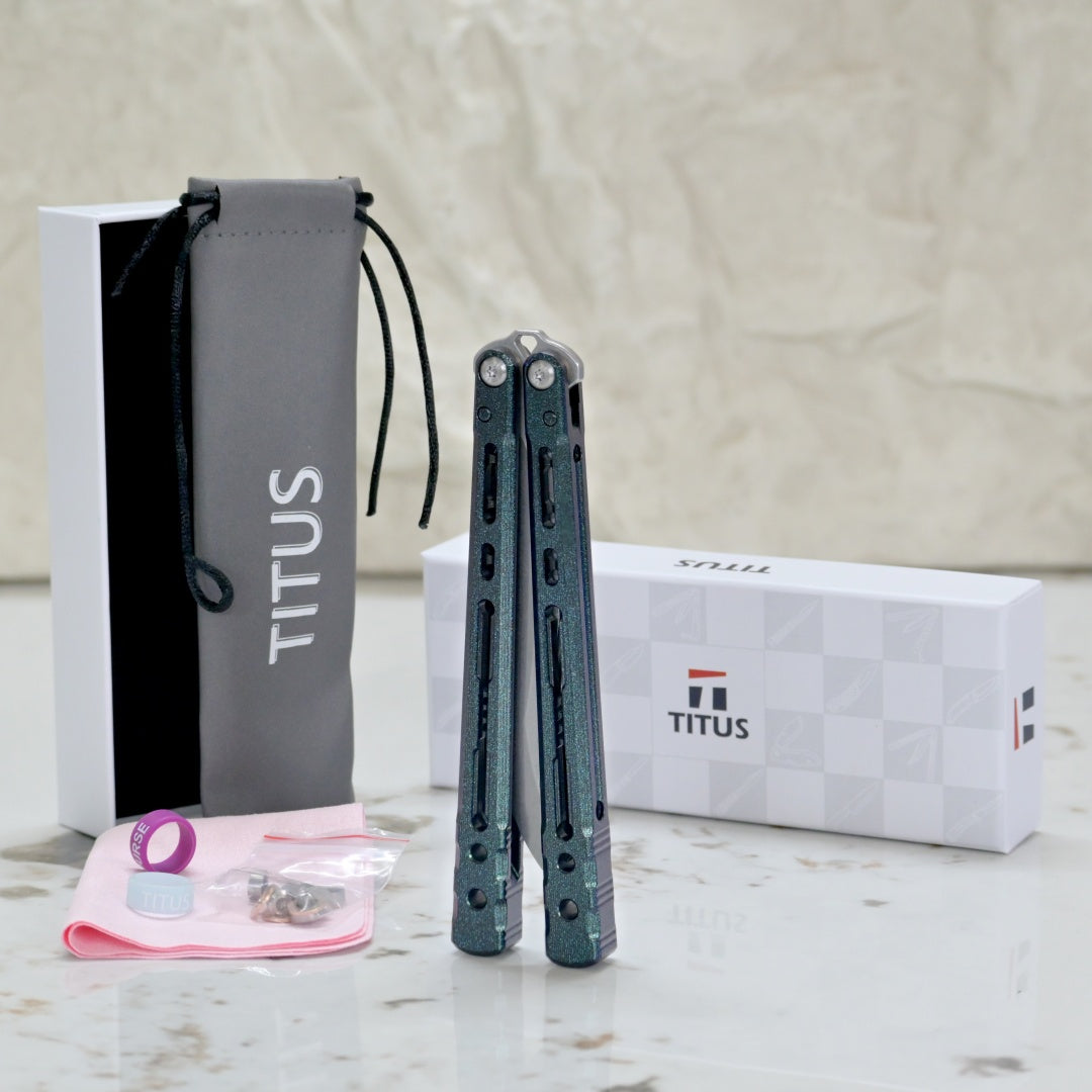 TITUS Sirius K  VG10 blade Bailisong Butterfly Knife  7075 Aluminum Channel Handle  Bushing System Jilt Free-swinging Knives