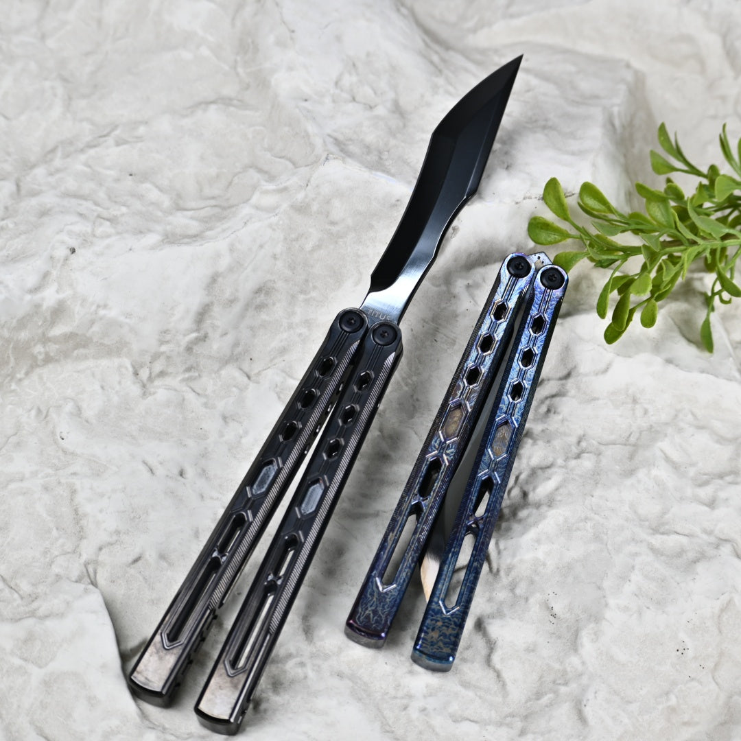 TITUS Echo Bailisong Butterfly Knife Titanium Handle VG10 Blade Bushing System Jilt Free-swinging Knives