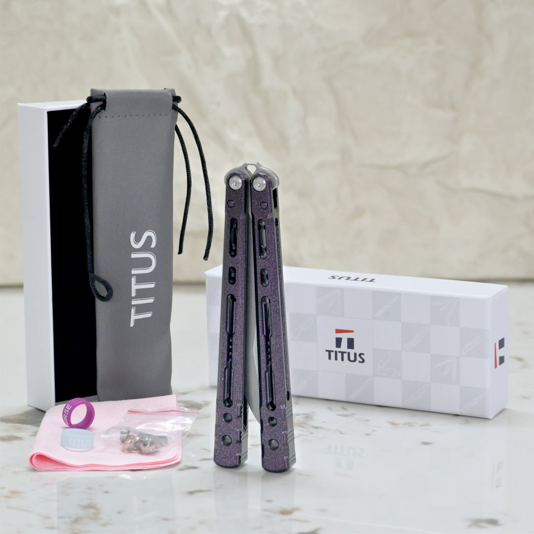 TITUS Sirius K  VG10 blade Bailisong Butterfly Knife  7075 Aluminum Channel Handle  Bushing System Jilt Free-swinging Knives