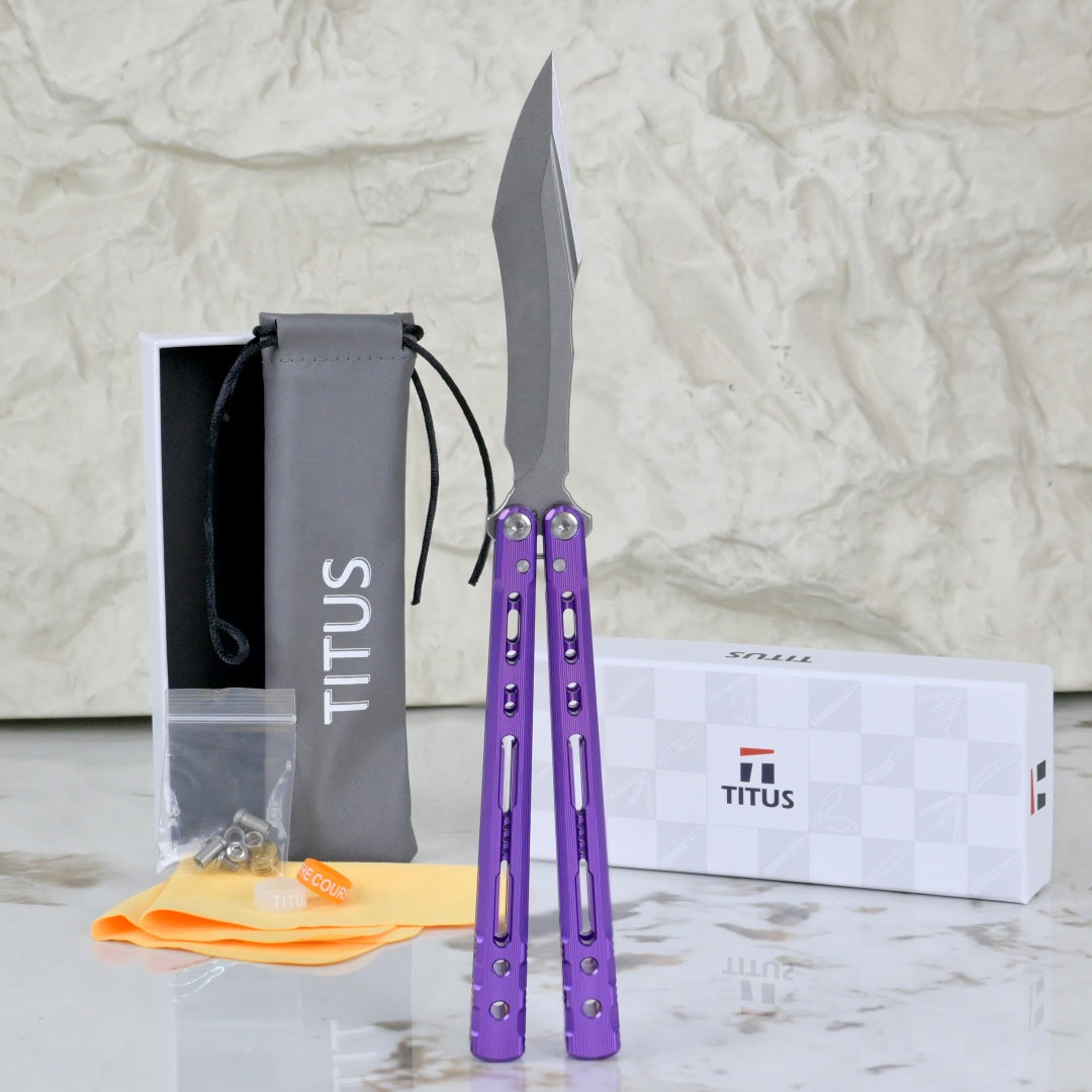 TITUS Sirius K VG10 blade Bailisong Butterfly Knife  7075 Aluminum Channel Handle  Bushing System Jilt Free-swinging Knives