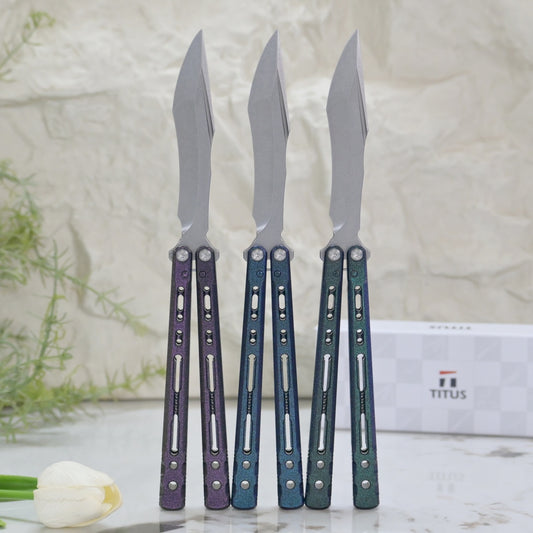 TITUS Sirius K  VG10 blade Bailisong Butterfly Knife  7075 Aluminum Channel Handle  Bushing System Jilt Free-swinging Knives