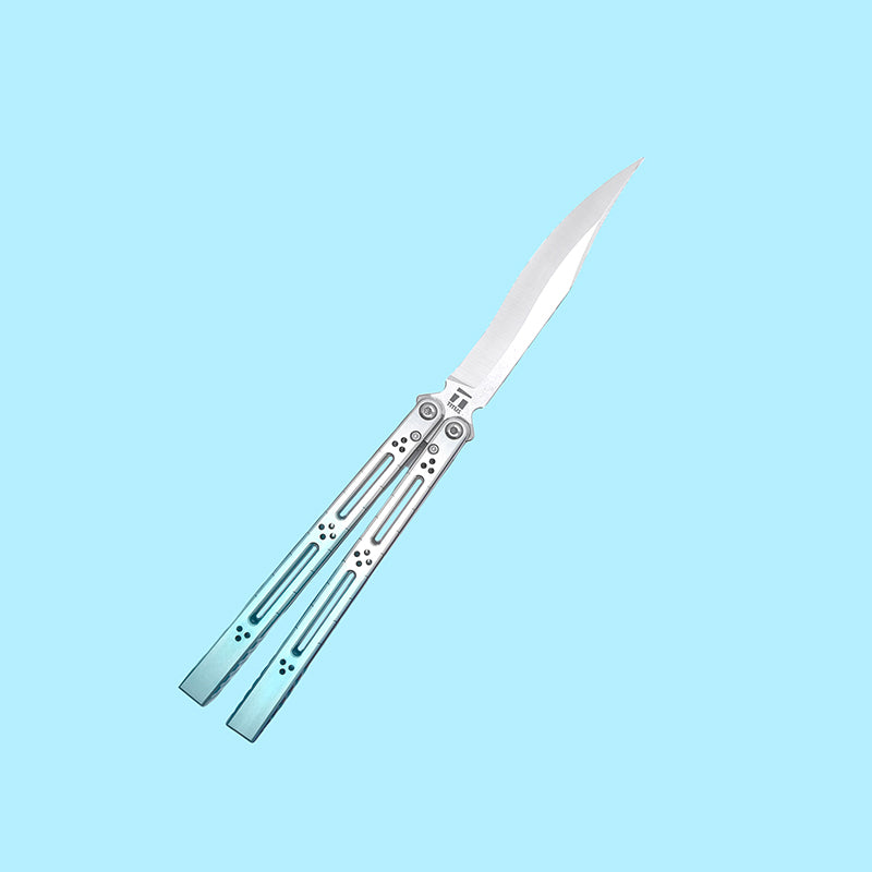 TITUS Basilisk blue-white handle silver bowie