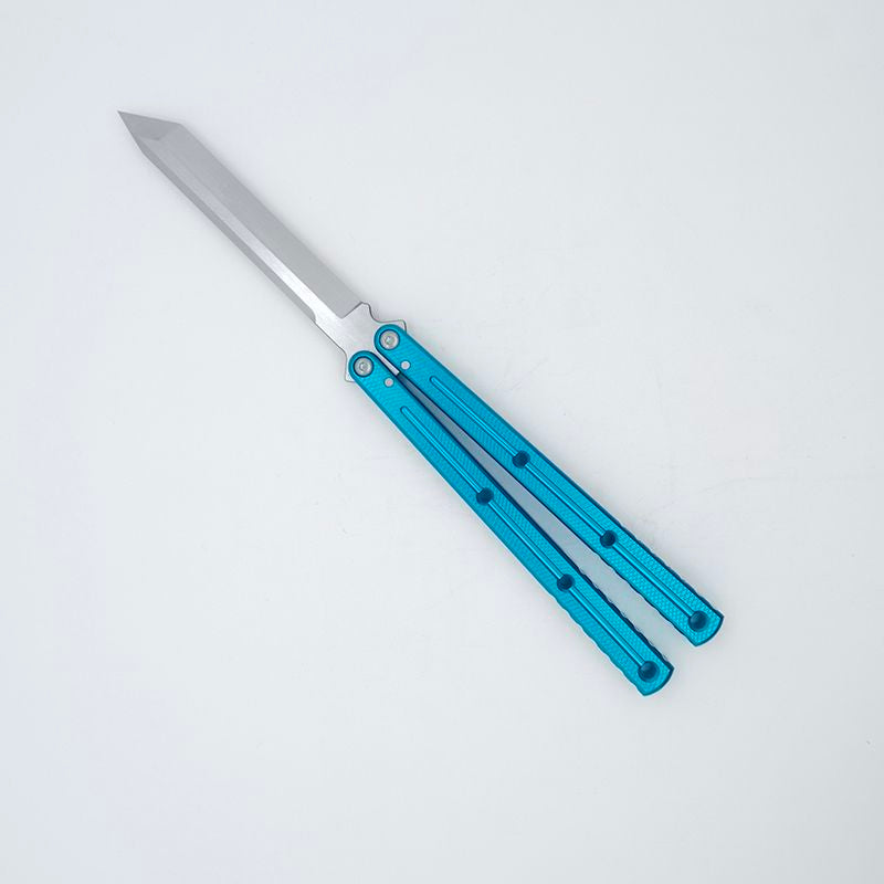 TITUS Kraken Side Slot Hollowed blue handle silver tanto