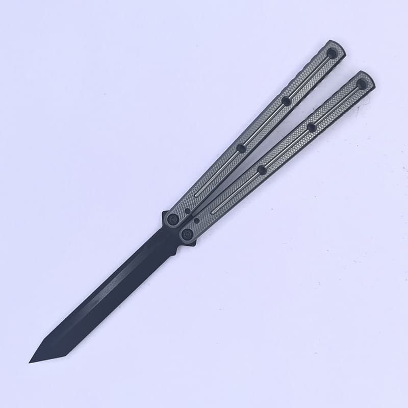 TITUS Kraken Side Slot Hollowed gray handle black tanto