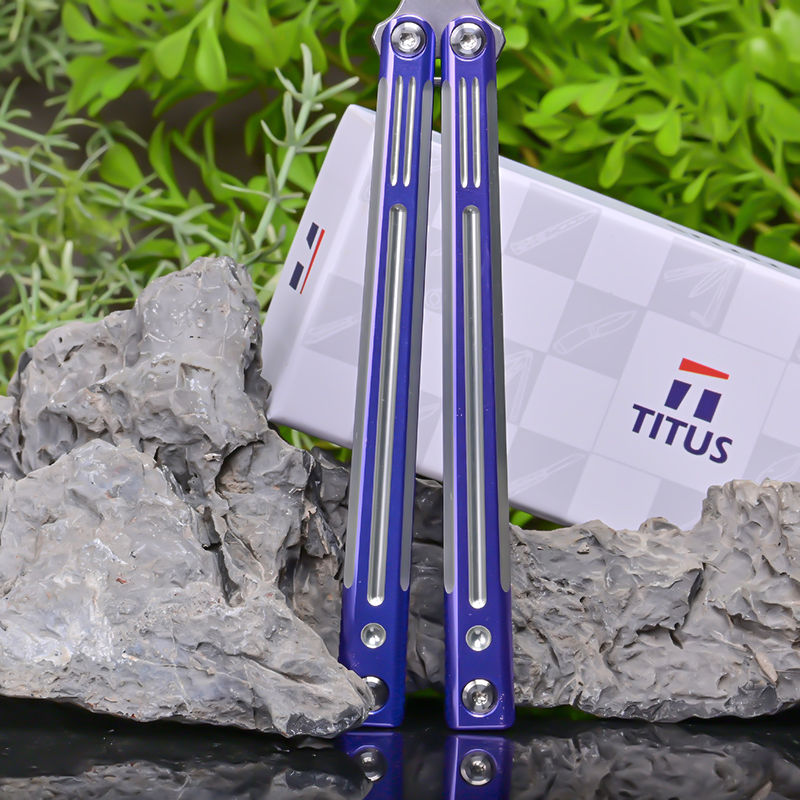 TITUS Orion Bailisong Butterfly Knife 7075 Aluminum Channel Handle VG10 Blade Bushing System Jilt Free-swinging Knives