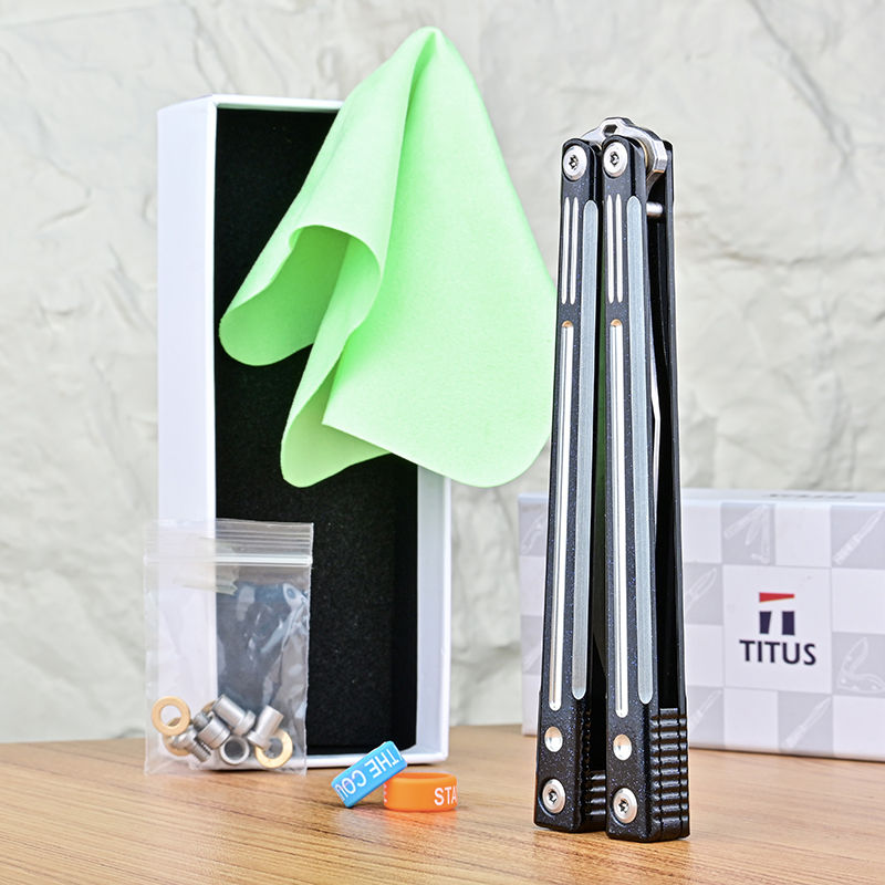 TITUS Orion Bailisong Butterfly Knife 7075 Aluminum Channel Handle VG10 Blade Bushing System Jilt Free-swinging Knives