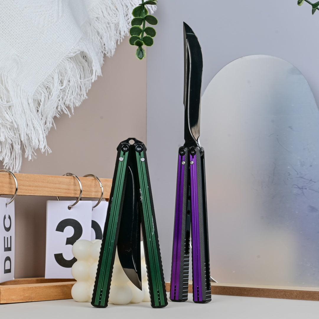 TITUS Corvus DLC Bailisong Butterfly Knife 7075 Aluminum Channel Handle VG10 Blade Bushing System Jilt Free-swinging Knives