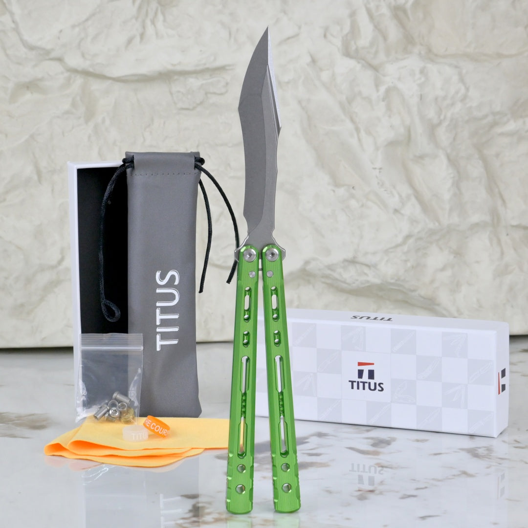 TITUS Sirius K VG10 blade Bailisong Butterfly Knife  7075 Aluminum Channel Handle  Bushing System Jilt Free-swinging Knives