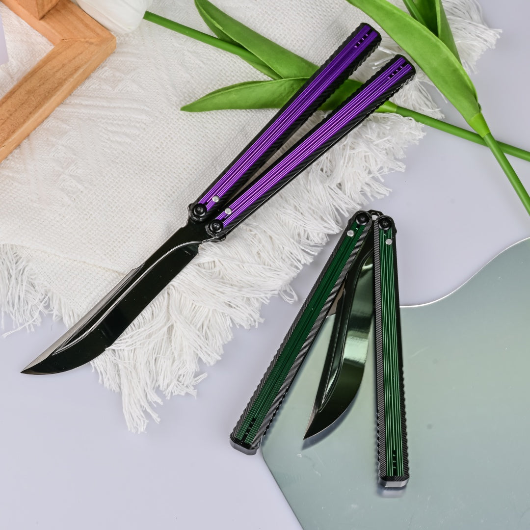 TITUS Corvus DLC Bailisong Butterfly Knife 7075 Aluminum Channel Handle VG10 Blade Bushing System Jilt Free-swinging Knives