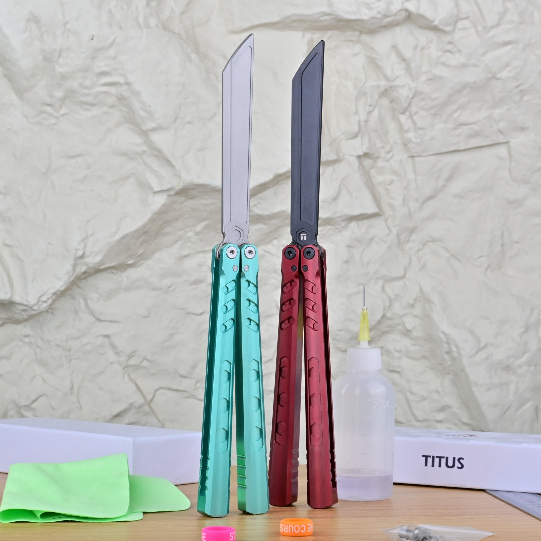 TITUS HEX Bailisong Butterfly Trainer Knife 7075 Aluminum Channel Handle Bushing System Jilt Free-swinging Knives
