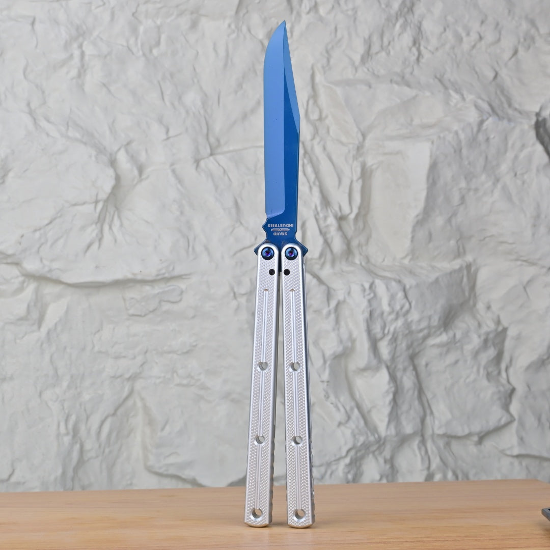 TITUS Kraken Titanium‑blue Coated Blade Bailisong Butterfly Trainer Knife Bushing System Jilt Free-swinging Knives