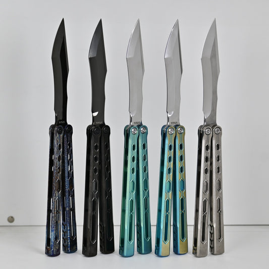 TITUS Echo Bailisong Butterfly Knife Titanium Handle VG10 Blade Bushing System Jilt Free-swinging Knives