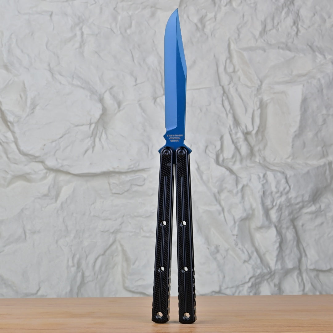 TITUS Kraken Titanium‑blue Coated Blade Bailisong Butterfly Trainer Knife Bushing System Jilt Free-swinging Knives