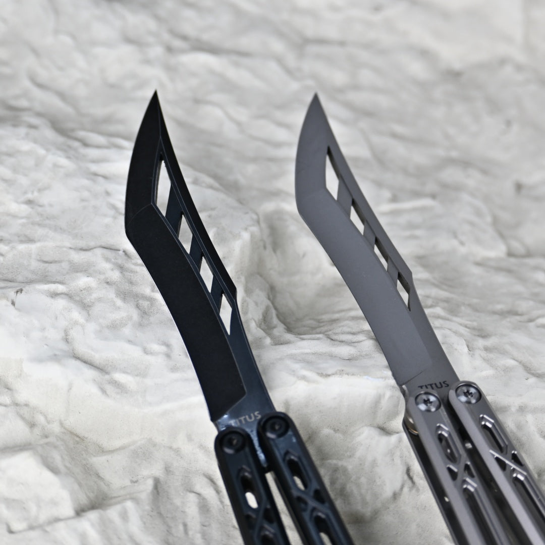 TITUS Sparrow Bailisong Butterfly Knife Titanium Handle Fine-tuned VG10 Blade Bushing System Jilt Free-swinging Knives