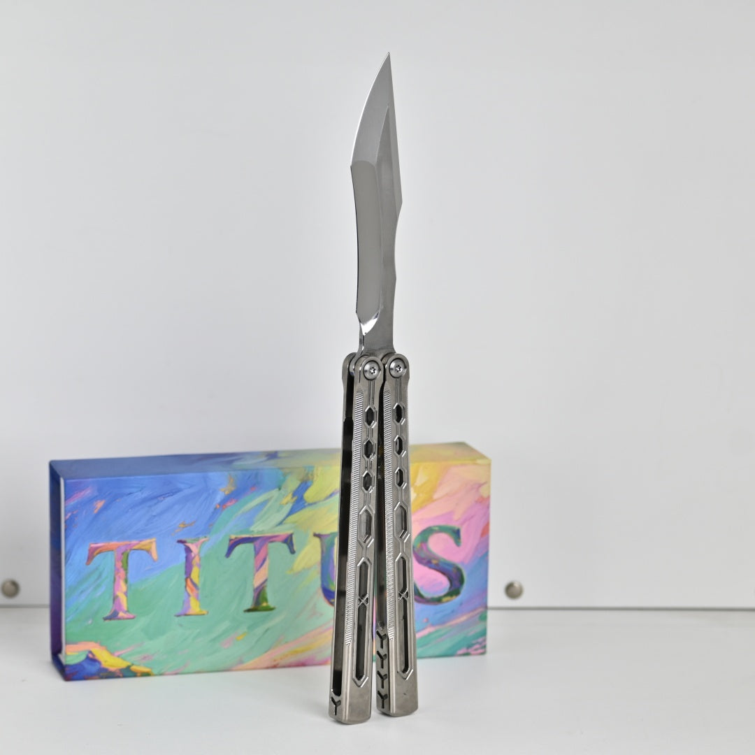 TITUS Echo Bailisong Butterfly Knife Titanium Handle VG10 Blade Bushing System Jilt Free-swinging Knives