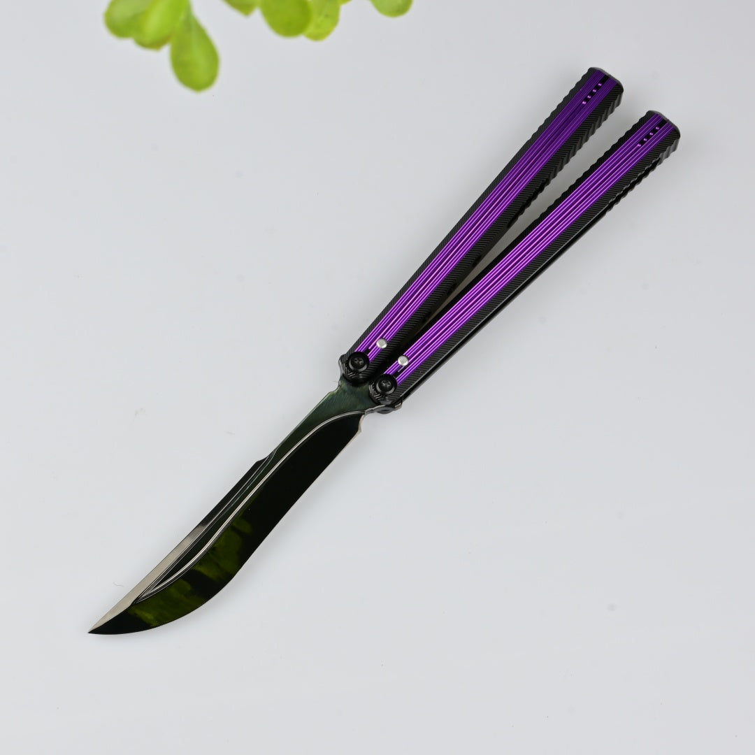 TITUS Corvus DLC Bailisong Butterfly Knife 7075 Aluminum Channel Handle VG10 Blade Bushing System Jilt Free-swinging Knives