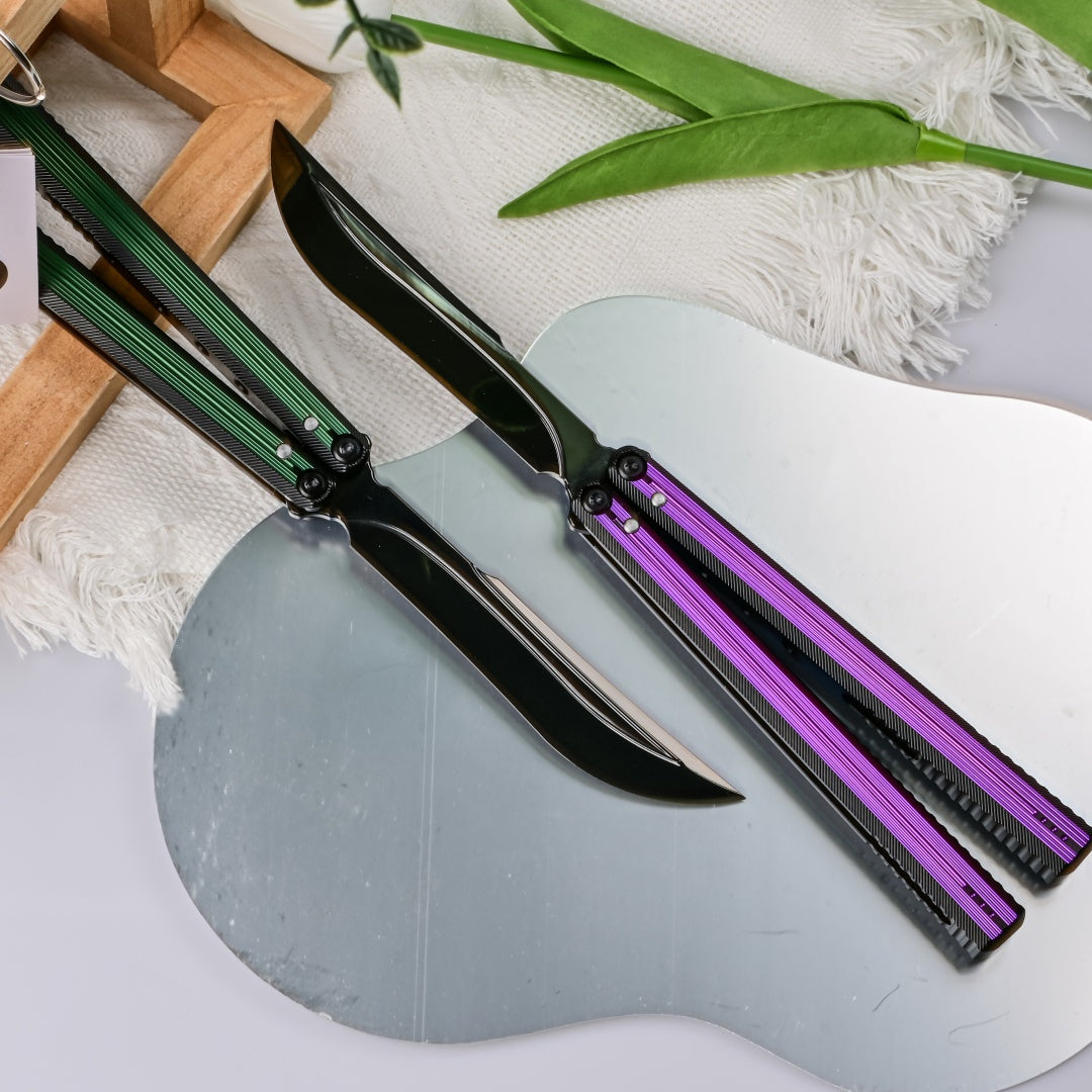 TITUS Corvus DLC Bailisong Butterfly Knife 7075 Aluminum Channel Handle VG10 Blade Bushing System Jilt Free-swinging Knives