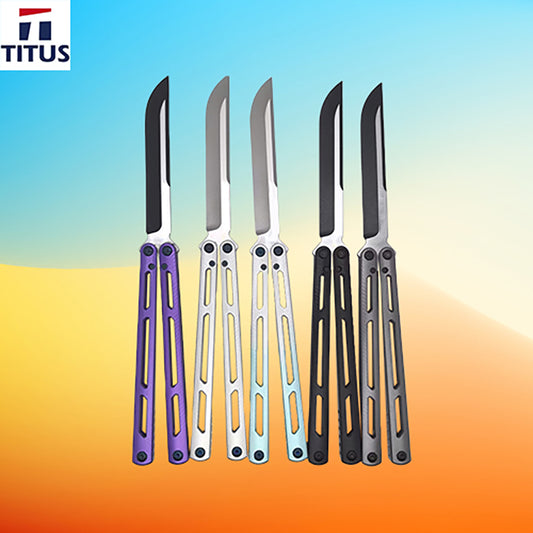 TITUS Tsunami V3 Bailisong Butterfly Trainer Knife VG10 Blade 7075 Aluminum Channel Handle Bushing System Jilt Free-swinging Knives